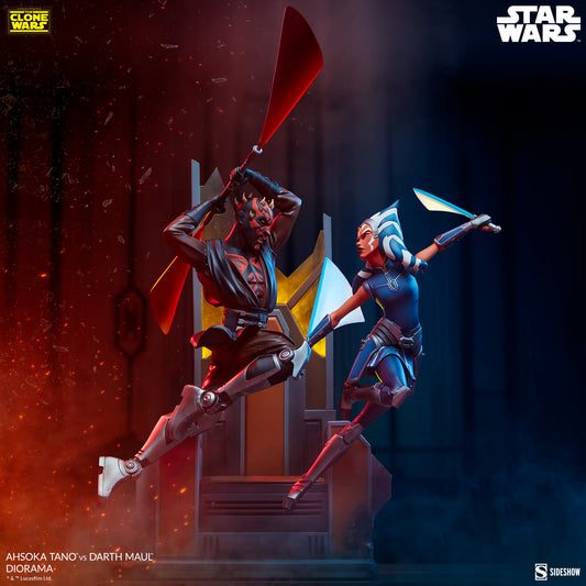 PPREORDER STAR WARS Sideshow Ahsoka Tano vs Darth Maul Diorama