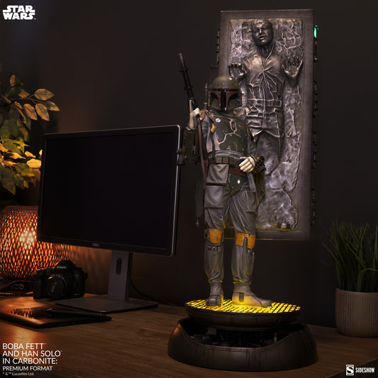 Preorder Star Wars Premium Format Boba Fett and Han Solo in Carbonite